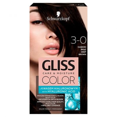 Schwarzkopf Gliss Color krem koloryzujący do włosów 3-0 Głęboki Brąz