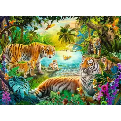 Puzzle 500 el. 2D Rodzina Tygrys�w Ravensburger