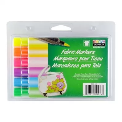 Marvy Markery tekstylne fluo 6 kolor�w