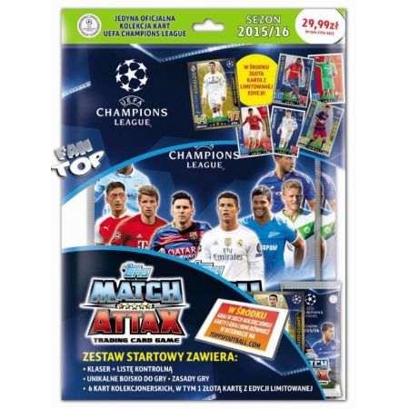 Liga Mistrzw - zestaw startowy UEFA (6 kart+album+boisko+ulotka+lista kontrolna). Zestaw zawiera 1 zot kart LE % BPZ