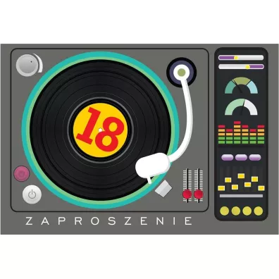 Kukartka Zaproszenie ZZ-055 Urodziny 18 DJ 5 szt.