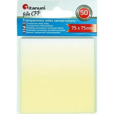 Titanum Notes samoprzylepny transparentny 75x75mm 50 kartek