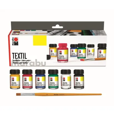 Marabu Zestaw farb do tkanin Textil starter 6x15ml