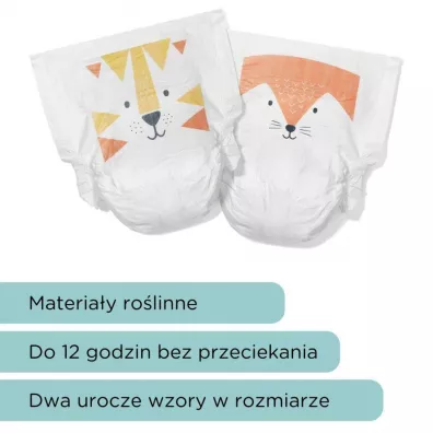 Kit and Kin Biodegradowalne pieluszki jednorazowe 4 Maxi Plus (9-14 kg), Fox/Tiger 32 szt.