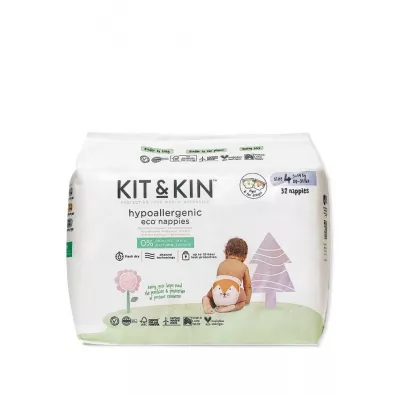 Kit and Kin Biodegradowalne pieluszki jednorazowe 4 Maxi Plus (9-14 kg), Fox/Tiger 32 szt.