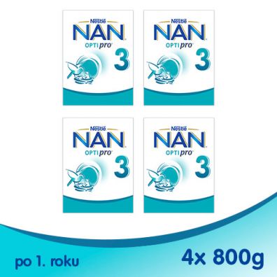 Nestle Nan Optipro 3 Mleko modyfikowane junior dla dzieci po 1. roku Zestaw 4 x 800 g
