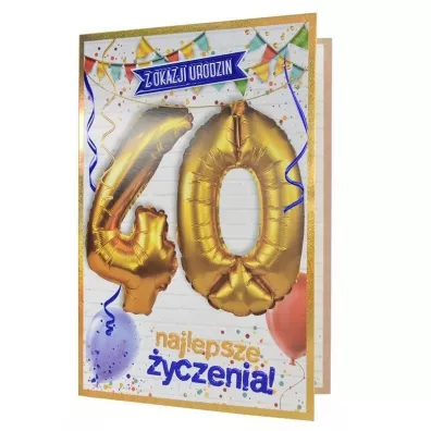 Kukartka Karnet Urodziny 40 + balony QBL-004