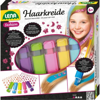 Kreda do w�os�w zmywalna 5 kolor�w + naklejki Lena