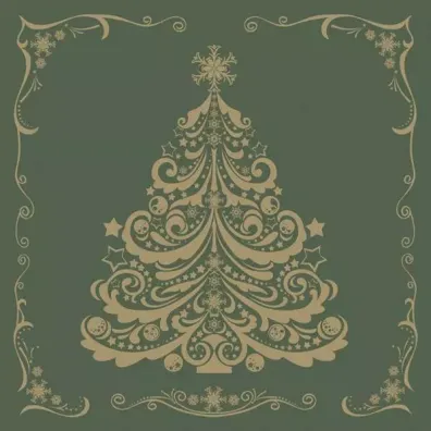 Serwetki Lunch Daisy BN - Gold Christmas Tree on Green SDGW024802