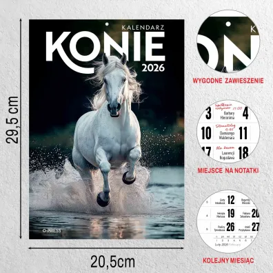 Opress Kalendarz 2026 A4 wieloplanszowy Konie