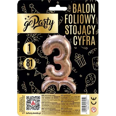 GoParty Balon foliowy stoj�cy 3 rose gold 81cm