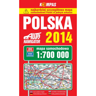 Polska 2014. Szczegółowa mapa samochodowa 1:700 000
