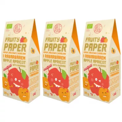 Diet-Food Papier owocowy - jabko + morela + rabarbar Zestaw 3 x 25 g Bio