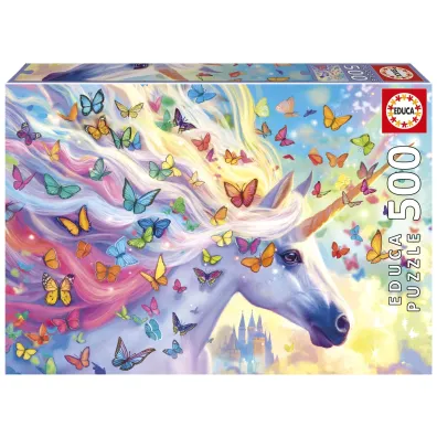 Puzzle 500 el. Jednoro�ec i kolorowe motyle Educa