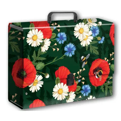 Penmate Teczka z r�czk� b4 jumbo t 0127 kwiaty polskie maki w zieleni folia mat nierysuj�ca