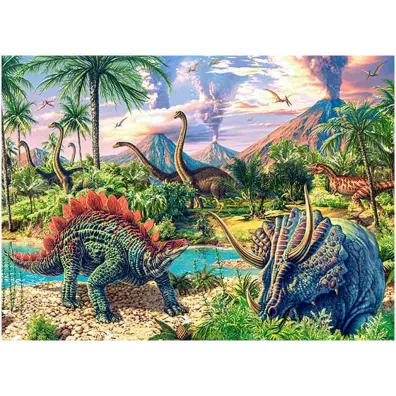 Puzzle 120 el. Dinozaury przy wulkanach Castorland