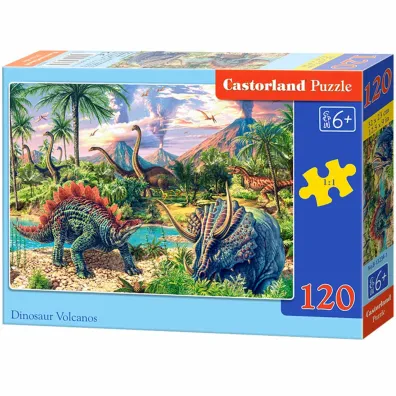 Puzzle 120 el. Dinozaury przy wulkanach Castorland