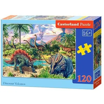 Puzzle 120 el. Dinozaury przy wulkanach Castorland