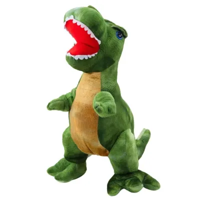 Tyranozaur pluszowy zielony z tekstur� skr�ry 45cm LeanToys