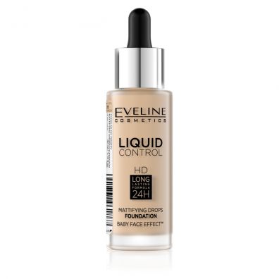 Eveline Cosmetics Liquid Control HD Long Lasting Formula 24H podkad do twarzy z dropperem 015 Light Vanilla 32 ml