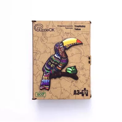 Puzzle drewniane eko 127 el. Tropikalny tukan A3 Maksik