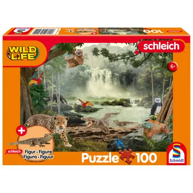 Puzzle 100 el. Schleich Dzika przyroda + figurka Schmidt
