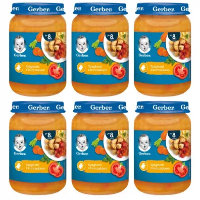 Gerber Obiadek spaghetti z kurczakiem dla niemowlt po 8 miesicu zgrzewka 6 x 190 g