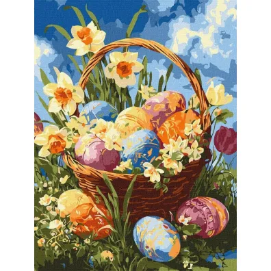Ideyka Malowanie po numerach - Koszyk z pisankam 30x40cm