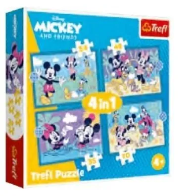 Puzzle 4w1 Zabawne zdarzenia Myszki Miki Trefl