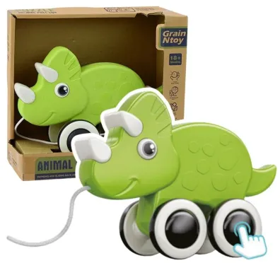 Dinozaur do ci�gni�cia na sznurku zielony LeanToys