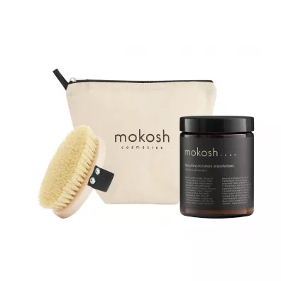 Mokosh Zestaw antycellulitowy: balsam antycellulitowy + szczotka do cia�a + kosmetyczka 180 ml