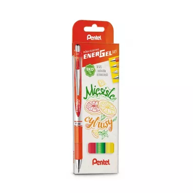 Pentel Zestaw pir EnerGel BL77 misiste cytrusy w etui 4 szt.