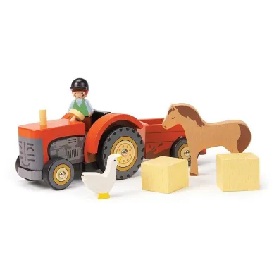 Traktor z przyczep� i akcesoriami drewniany Tender Leaf Toys