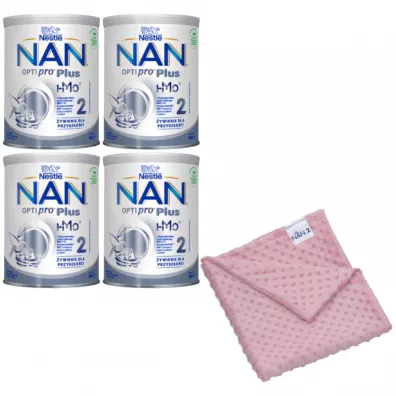 Nestle Nan Optipro Plus 2 HM-O Mleko nast�pne dla niemowl�t po 6 miesi�cu + kocyk gratis Zestaw 4 x 800 g