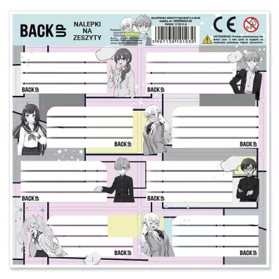 Derform Nalepki na zeszyty BackUp Komiks Anime 25 szt.