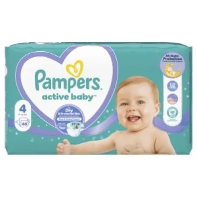 Pampers Active Baby, rozmiar 4 (9 - 14 kg) 46 szt.