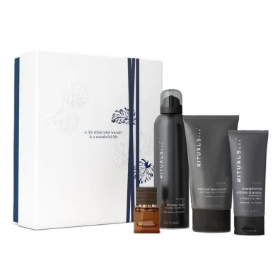 Zestaw Rituals of homme �el pod prysznic + Szampon + Peeling do twarzy + Woda perfumowana mini 200 ml + 70 ml + 125 ml + 15 ml