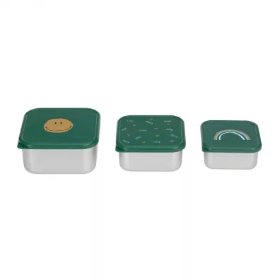 Lassig Pojemnik na przekski snackbox ze stali nierdzewnej Happy Rascals Smile green 3 szt.