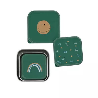 Lassig Pojemnik na przekski snackbox ze stali nierdzewnej Happy Rascals Smile green 3 szt.