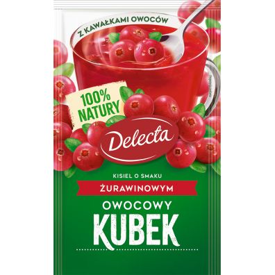 Delecta Owocowy Kubek Kisiel o smaku urawinowym z kawakami owocw 30 g