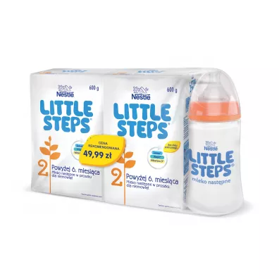 Nestle Little Steps 2 Mleko nast�pne dla niemowl�t po 6 miesi�cu 600 g x2 + butelka gratis 1.2 kg