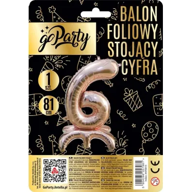 GoParty Balon foliowy stoj�cy 6 rose gold 81cm