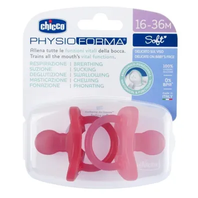 Chicco Różowy Smoczek Uspokajający Soft 16-36M 2 Szt.