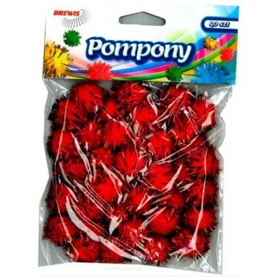 Pompony metaliczne czerwone 2cm