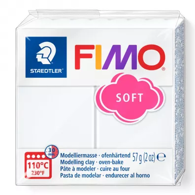 Staedtler Fimo Masa plastyczna termoutwardzalna Soft, bia�a, 57g, kostka