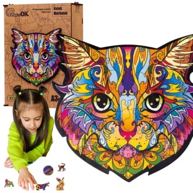 Puzzle drewniane eko 39 el. Kotek Murkotek A3 Maksik