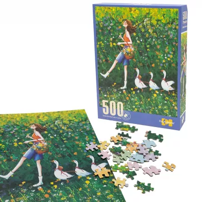 Puzzle 500 el. dziewczyna z g�skami Askato