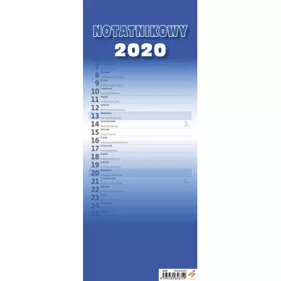 Kal 2020 Slim Notatnikowy niebieski