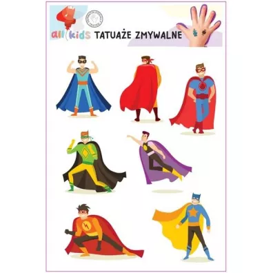 Tatua�e zmywalne dla dzieci Superbohaterowie All4Kids