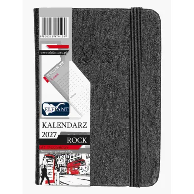 Kalendarz 2027 Rock A7 tygodniowy grafitowy